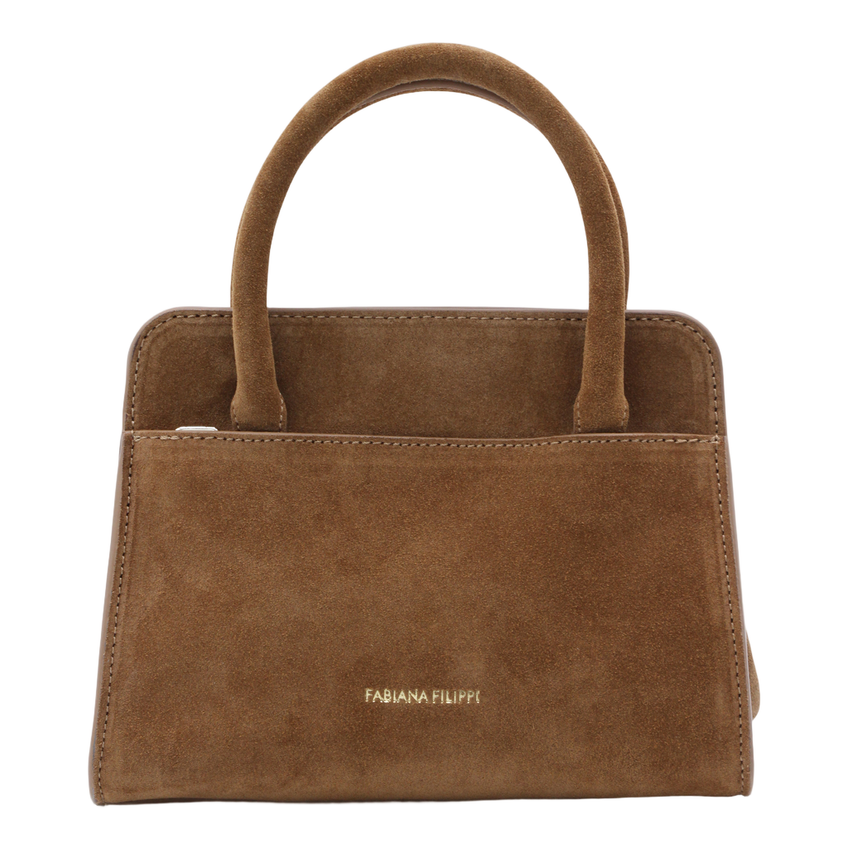 Fabiana Filippi Structured Suede Handbag With Metallic Turn-Lock Closure Bruin