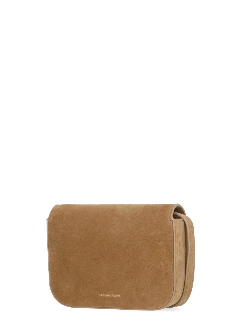 Fabiana Filippi Suede Leather Messenger Eclissi Bag with Adjustable Strap Bruin
