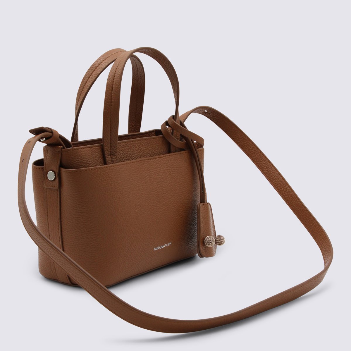 Fabiana Filippi Brown Leather Top Handle Bag Bruin
