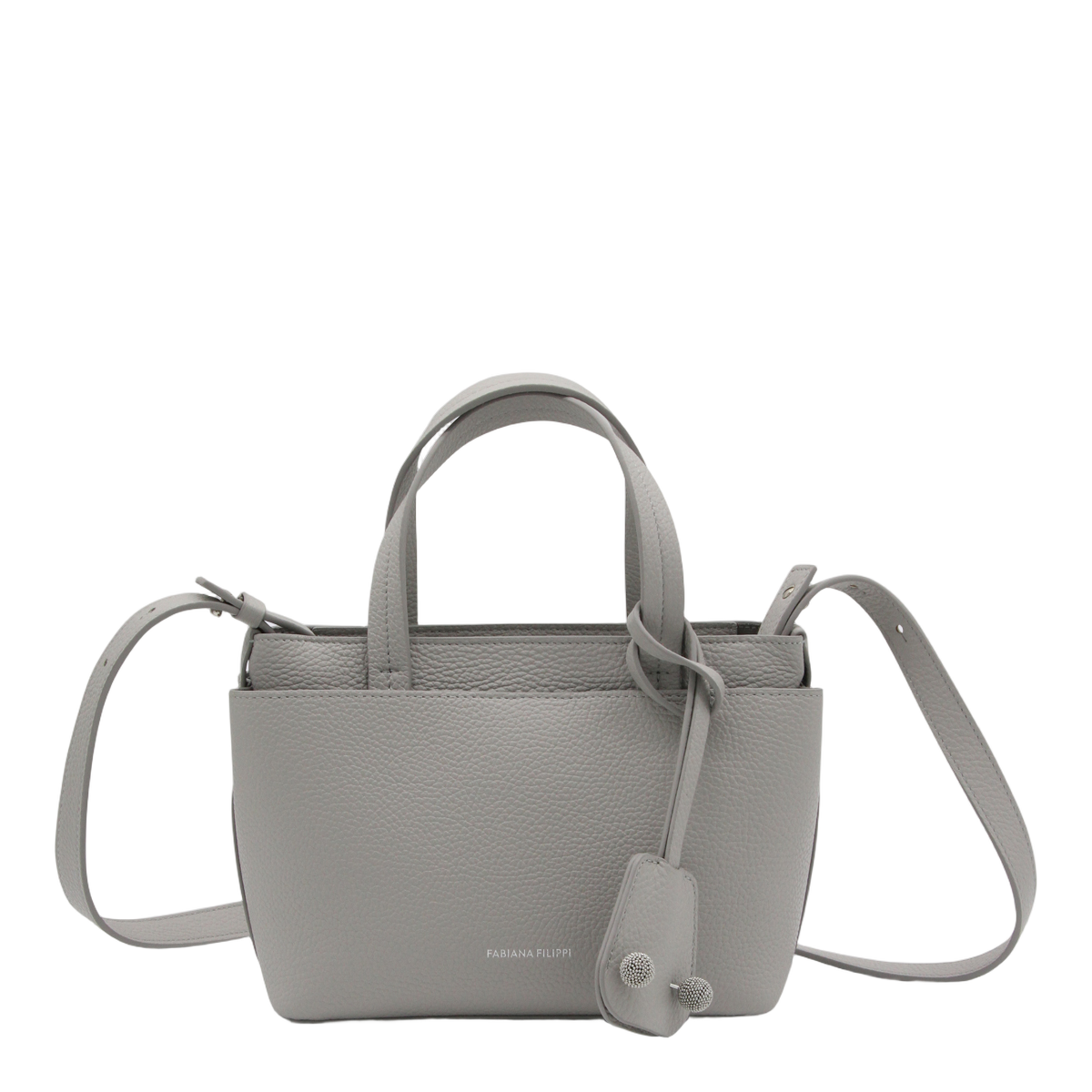 Fabiana Filippi Structured Grey Handbag with Pebbled Texture Grijs