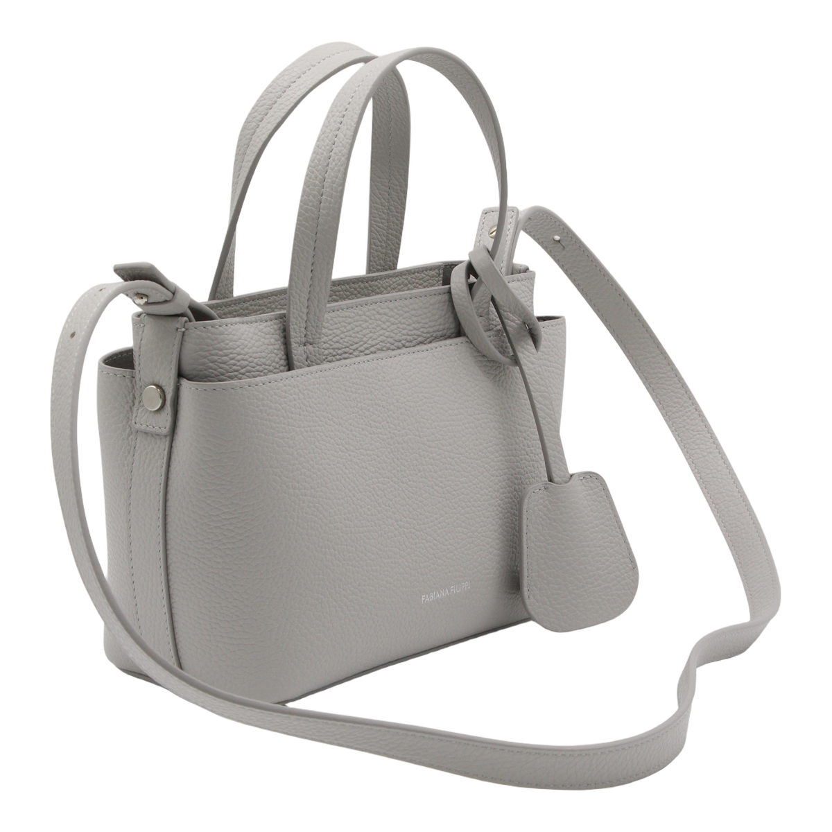 Fabiana Filippi Structured Grey Handbag with Pebbled Texture Grijs