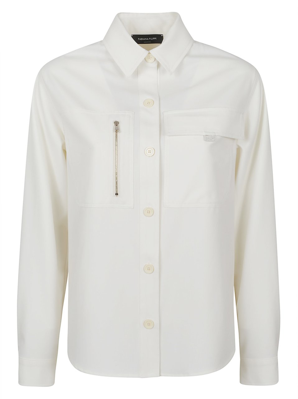 Fabiana Filippi Blue Cotton Pocket Detail Shirt Wit