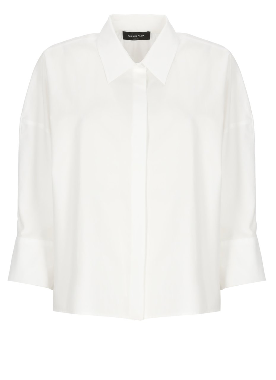 Fabiana Filippi White Pointed Collar Boxy Shirt Wit