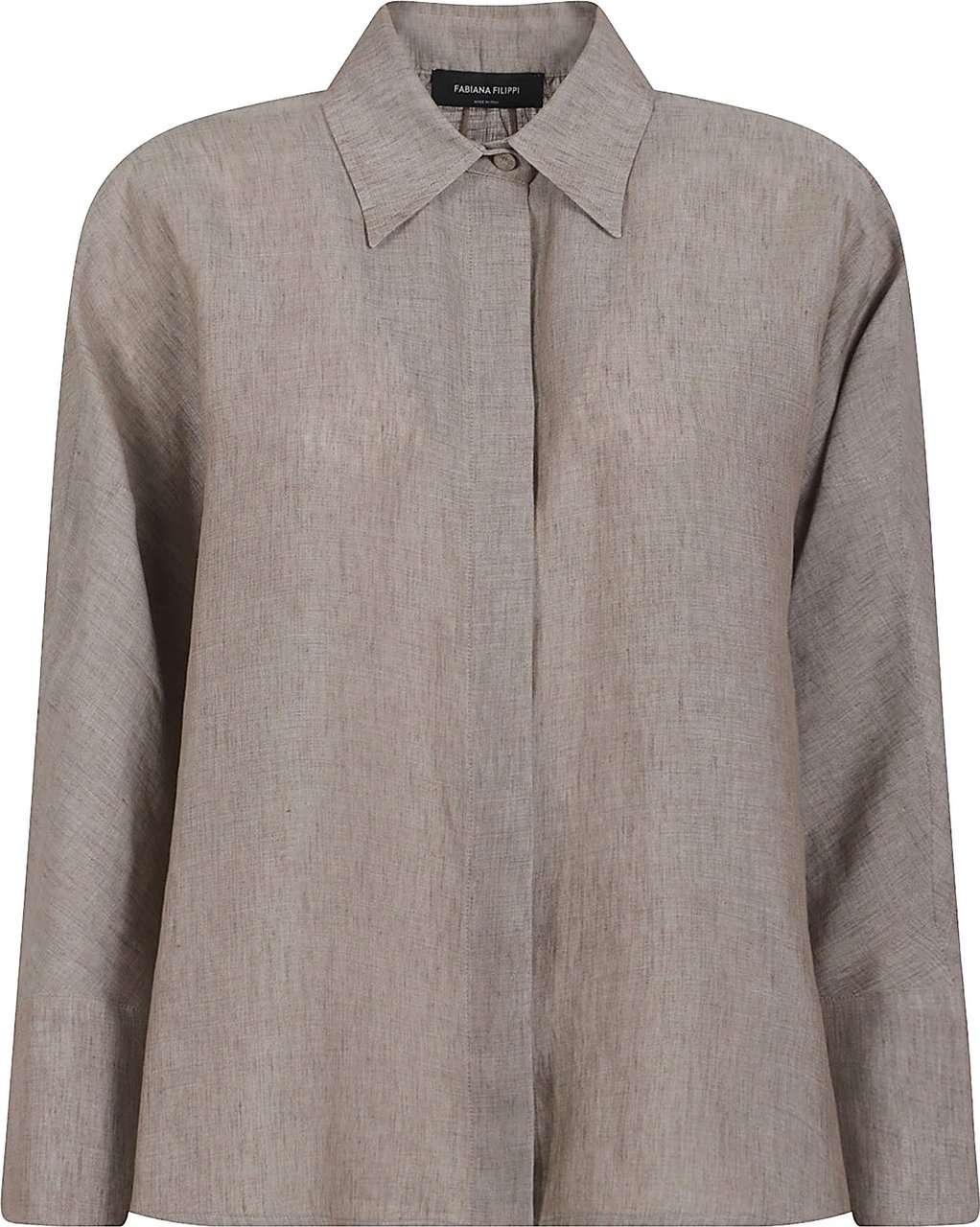 Fabiana Filippi Boxy Linen Shirt with Concealed Buttons Neutraal