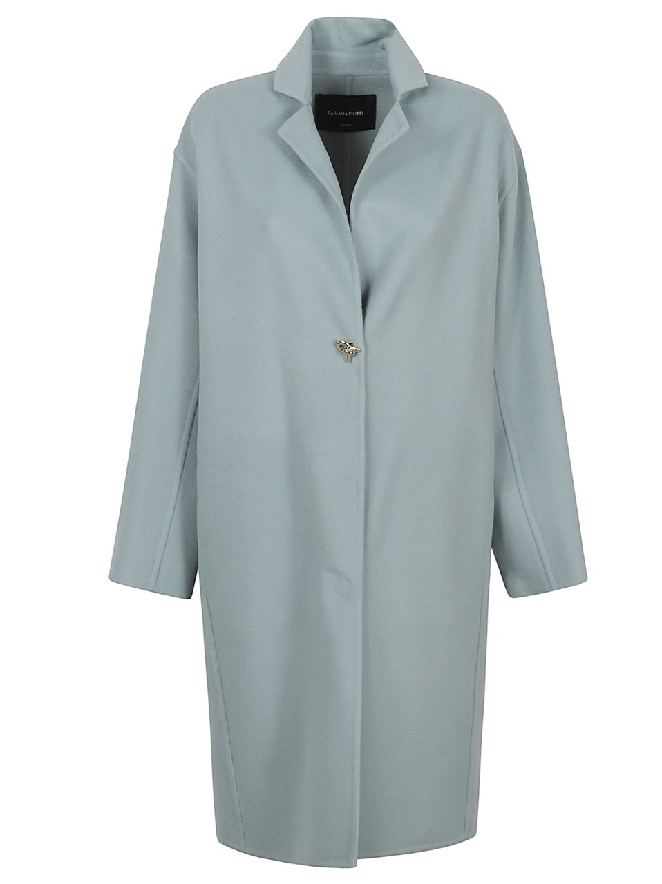 Fabiana Filippi Blue Wool-Blend Double-Breasted Coat Grijs
