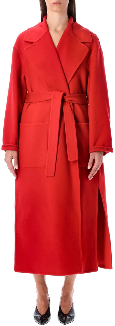 Fabiana Filippi Wool Cashmere Coat Belt Lacca Divers