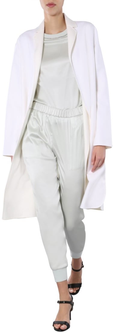 Fabiana Filippi Knee-Length V-Neck Coat With Jewel Detail Wit
