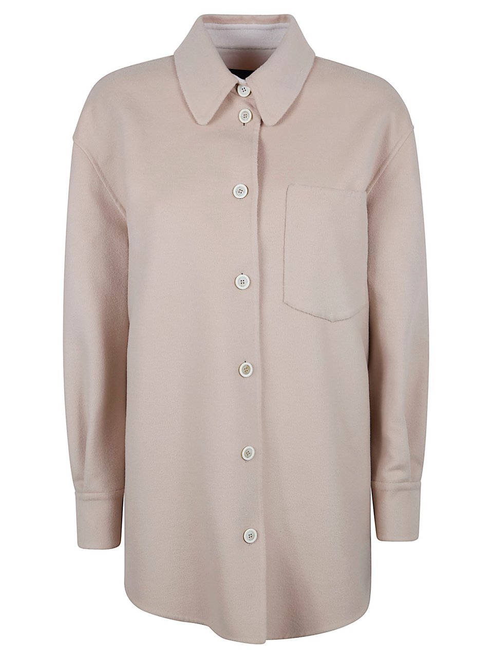 Fabiana Filippi Long Oversized Shirt in Double Wool Fabric Grijs