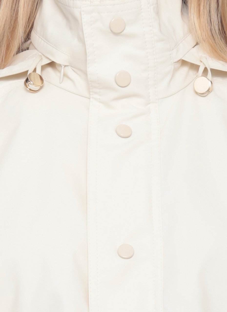Fabiana Filippi Ivory Drawstring Hooded Cotton Jacket Wit