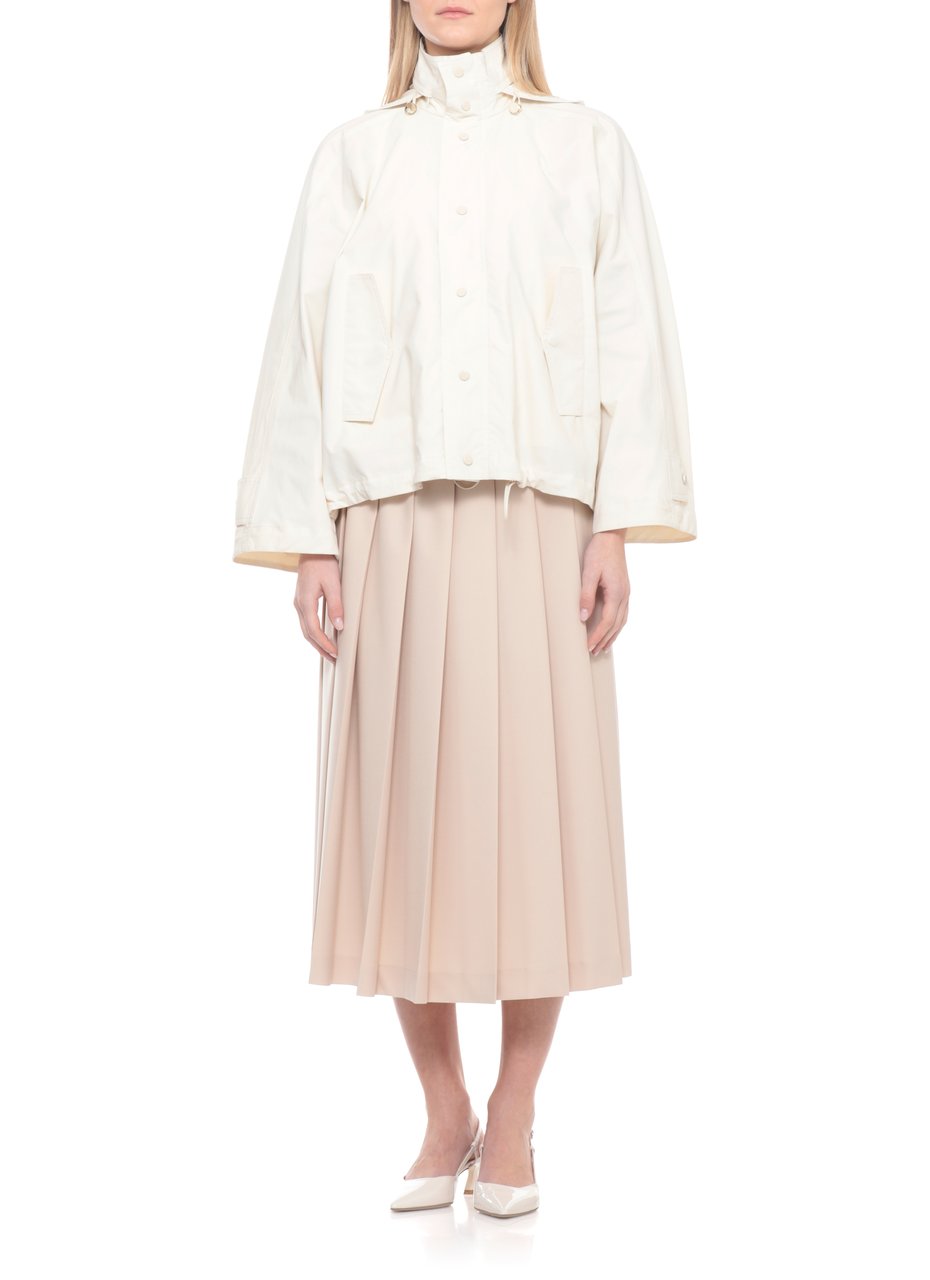 Fabiana Filippi Ivory Drawstring Hooded Cotton Jacket Wit
