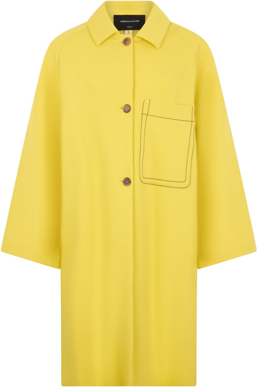 Fabiana Filippi Long coat with kimono sleeves Geel