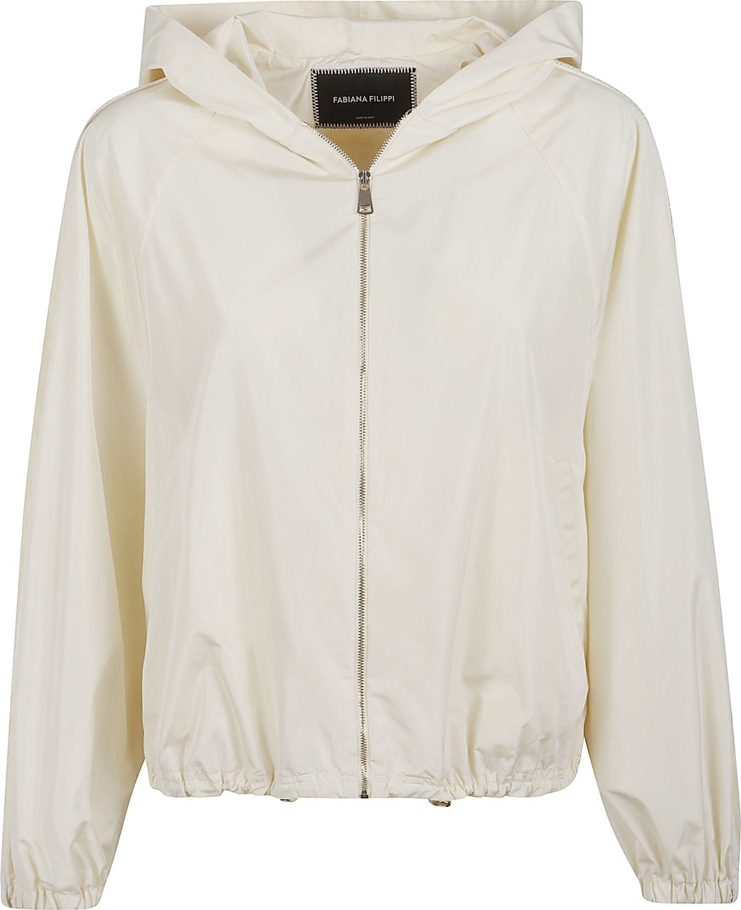 Fabiana Filippi Cropped White Coat with Minimalist Design and Hood Wit