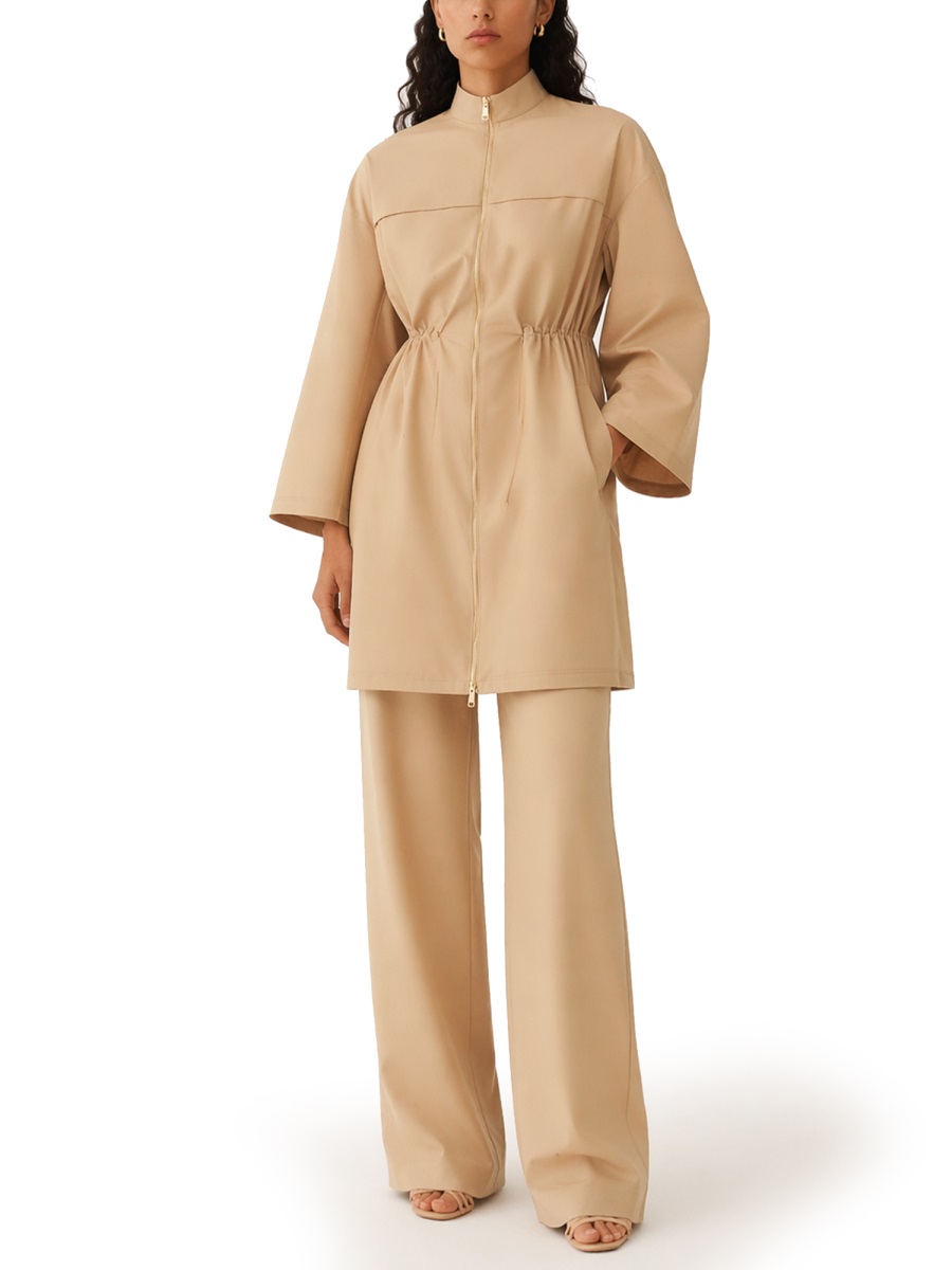 Fabiana Filippi Short High Collar Polyester Trench Coat Roze
