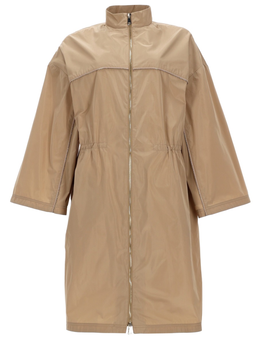 Fabiana Filippi Short High Collar Polyester Trench Coat Roze