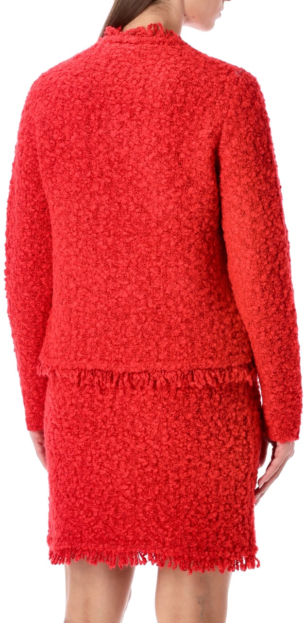 Fabiana Filippi Tweed Crew Neck Knit Jacket Lacca Divers
