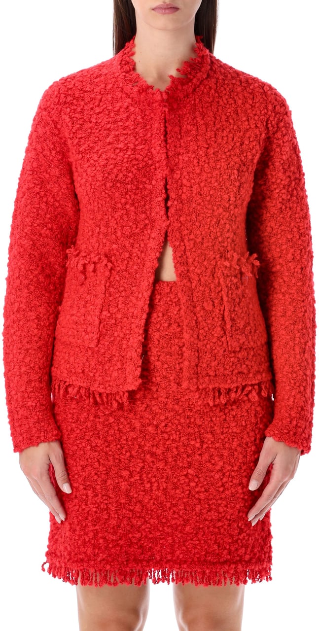 Fabiana Filippi Tweed Crew Neck Knit Jacket Lacca Divers