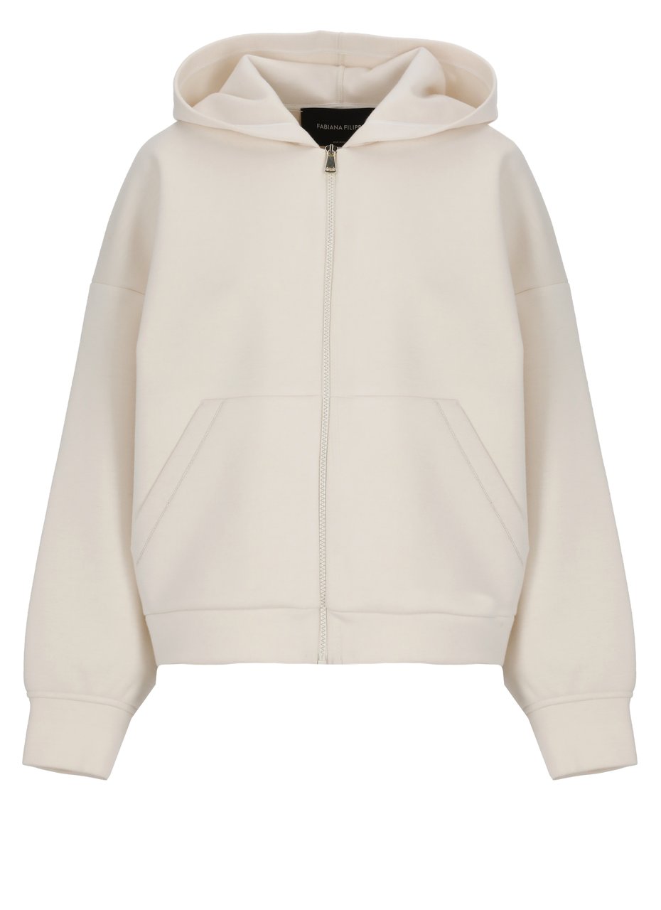 Fabiana Filippi Ivory Lightpoint Detail Zip Hoodie Wit