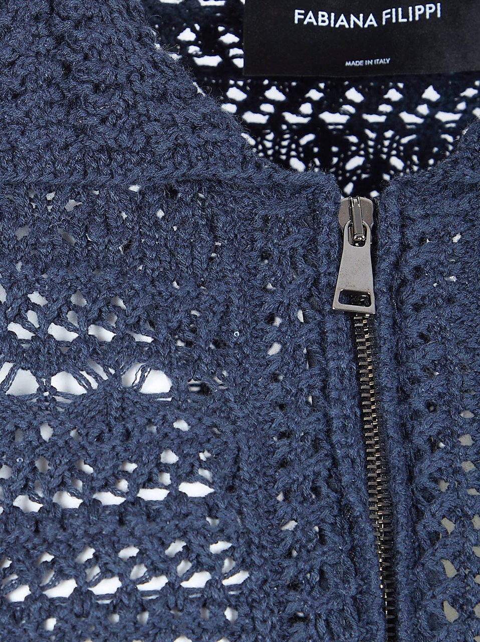 Fabiana Filippi Cropped Crochet Jacket with Sequins Grijs