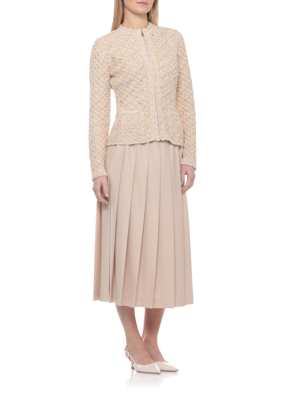 Fabiana Filippi Beige Sequin Zip Cotton Cardigan Neutraal
