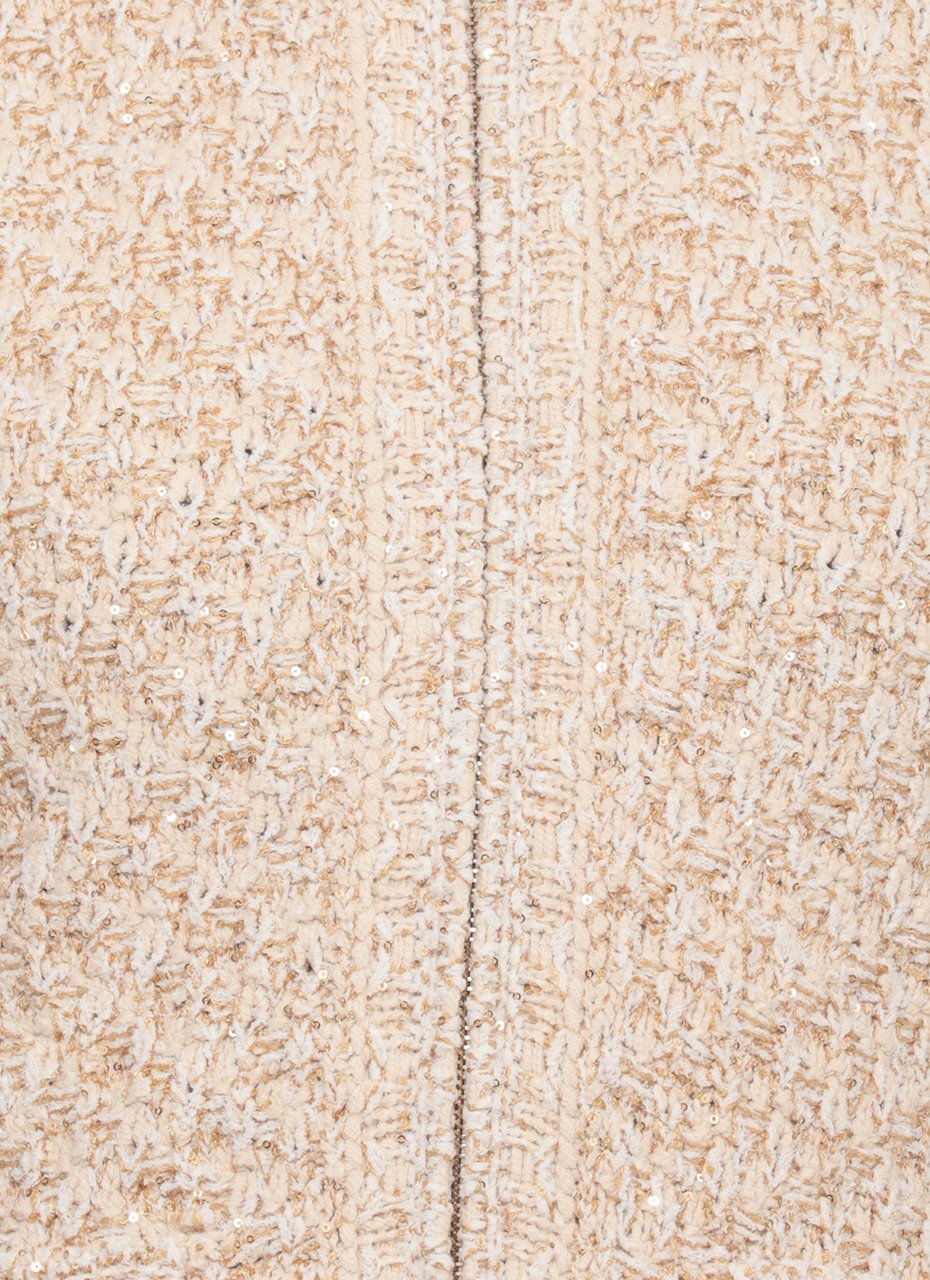 Fabiana Filippi Beige Sequin Zip Cotton Cardigan Neutraal