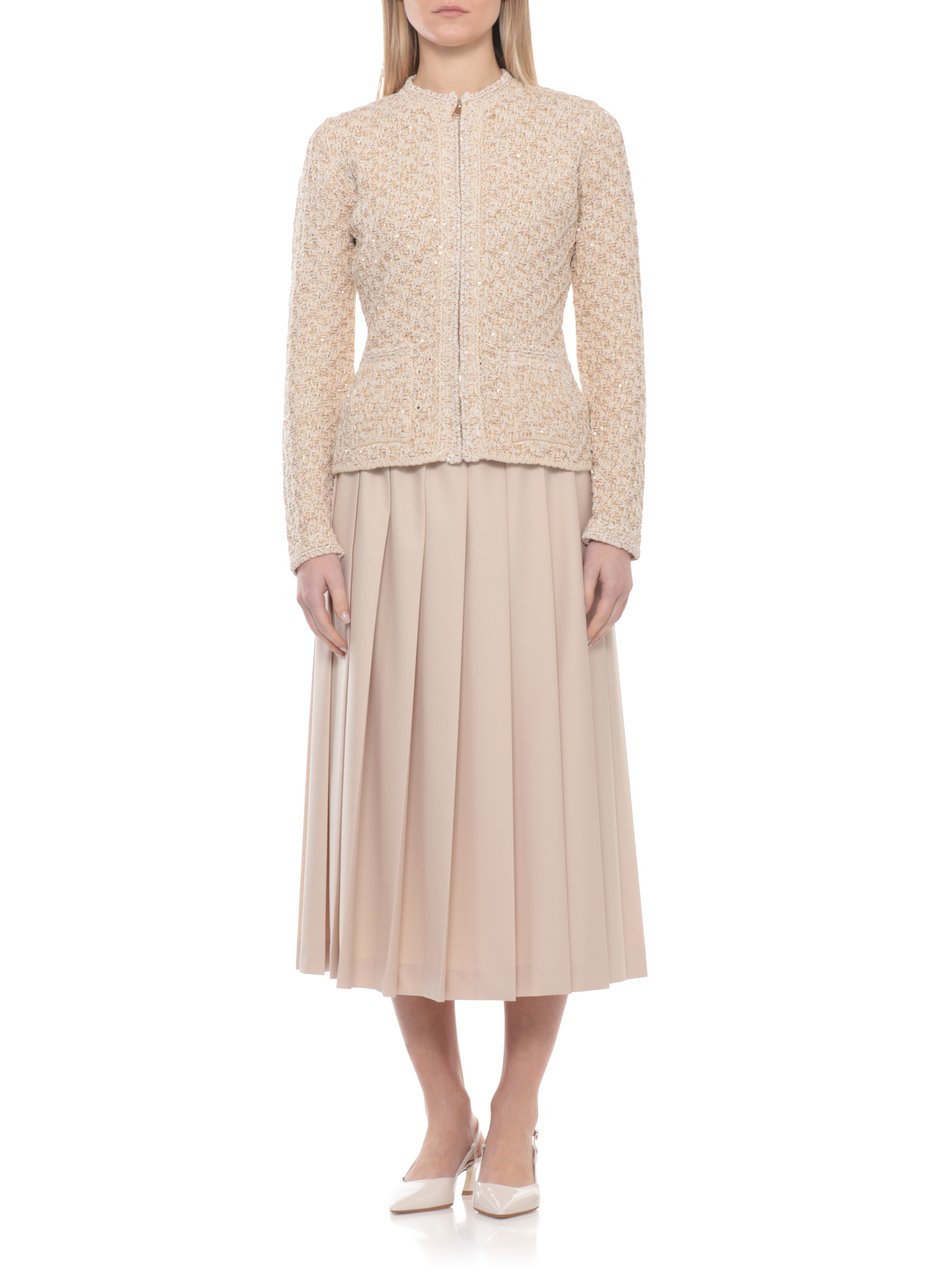Fabiana Filippi Beige Sequin Zip Cotton Cardigan Neutraal