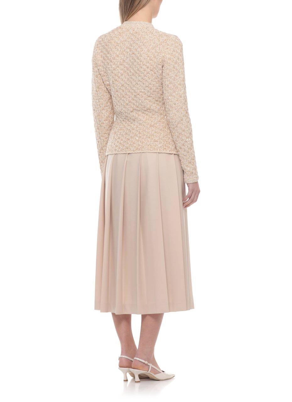 Fabiana Filippi Beige Sequin Zip Cotton Cardigan Neutraal