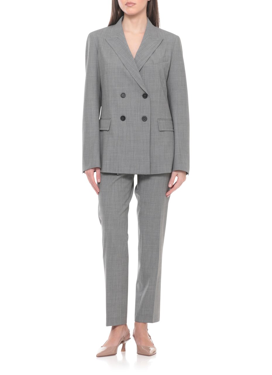 Fabiana Filippi Grey Lightpoint Detail Wool Blazer Grijs