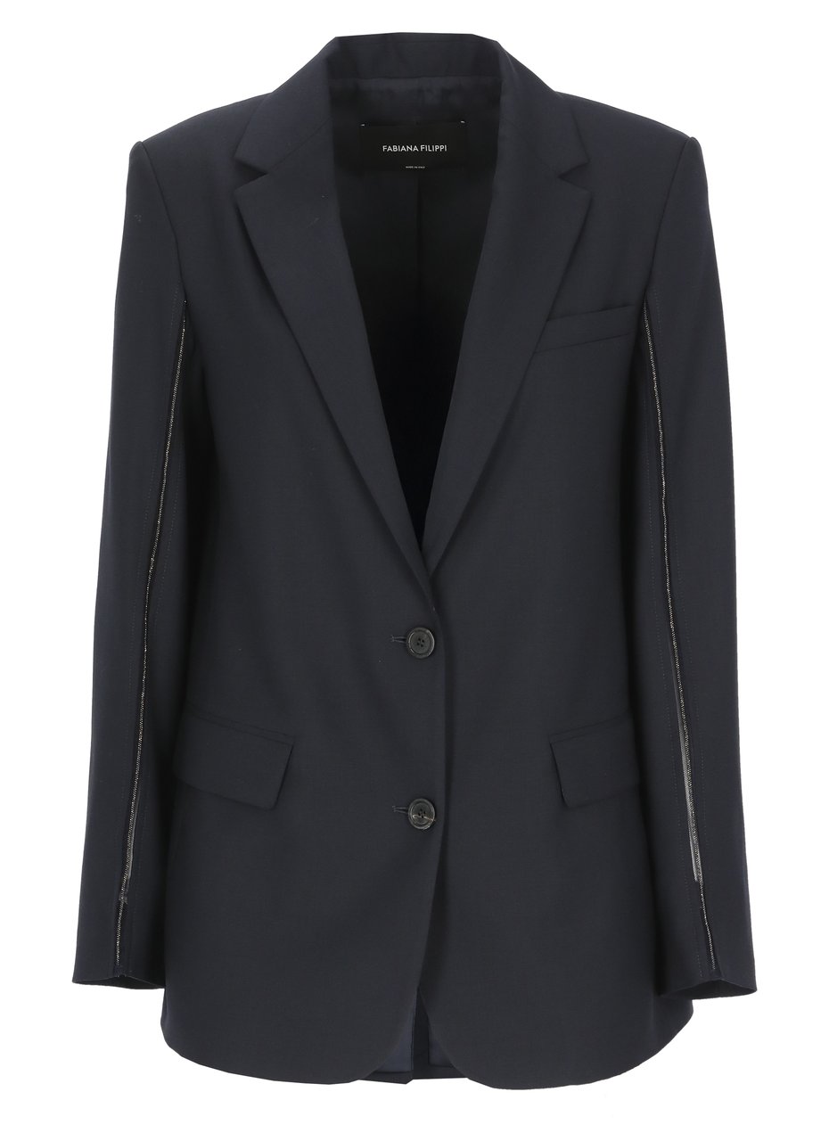Fabiana Filippi Dark Blue Lightpoint Detail Blazer Zwart