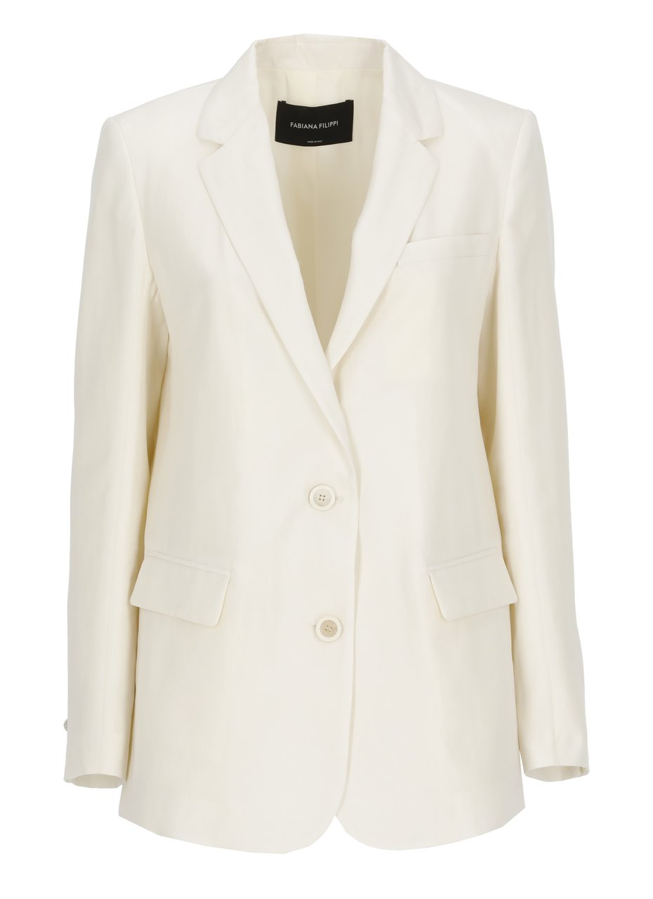 Fabiana Filippi Ivory Jewel Button Blazer Wit