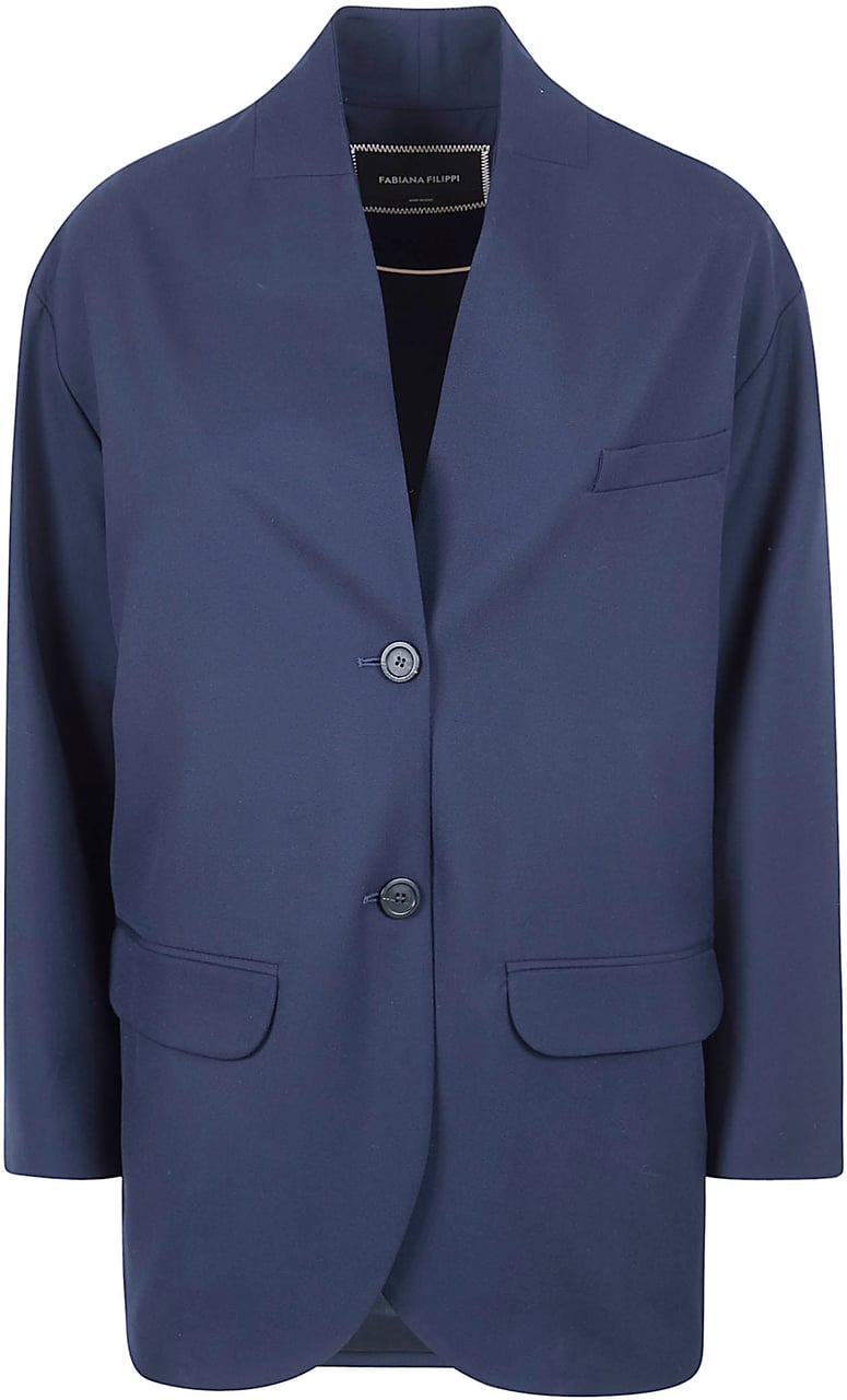 Fabiana Filippi Techno Tailoring Fabric Stand-Up Collar Jacket Grijs