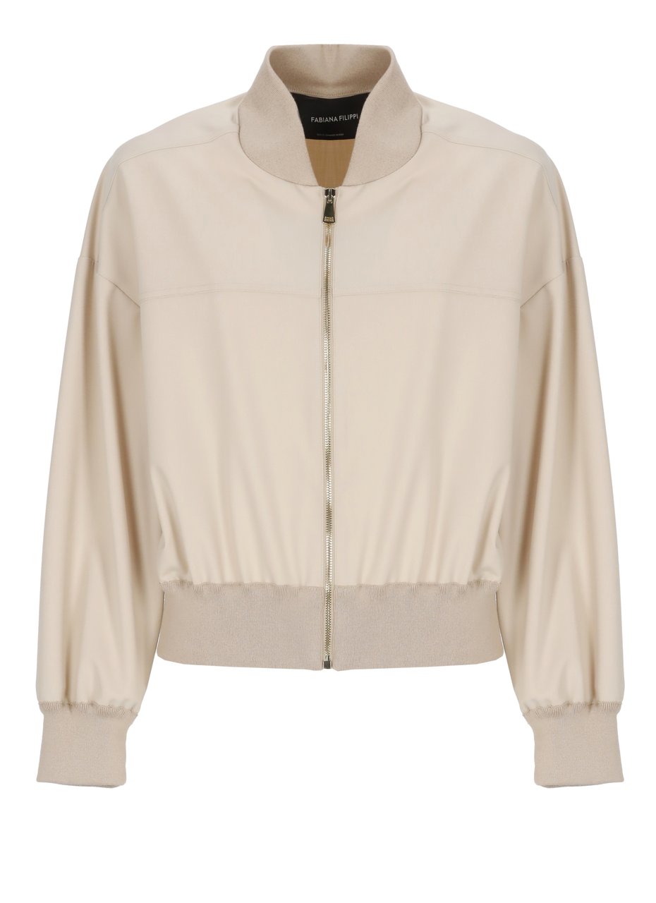 Fabiana Filippi Pink Lightpoint Detail Bomber Jacket Grijs