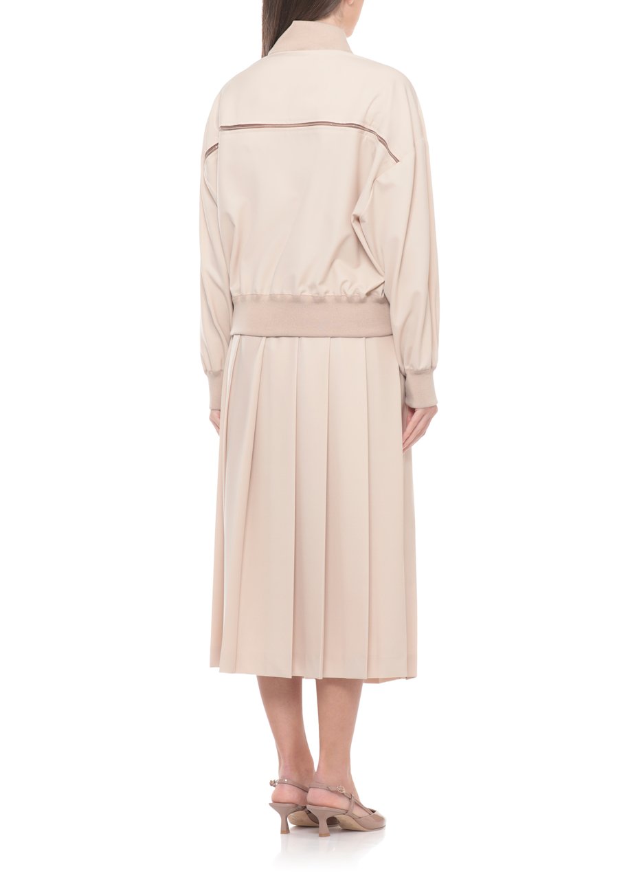 Fabiana Filippi Pink Lightpoint Detail Bomber Jacket Grijs