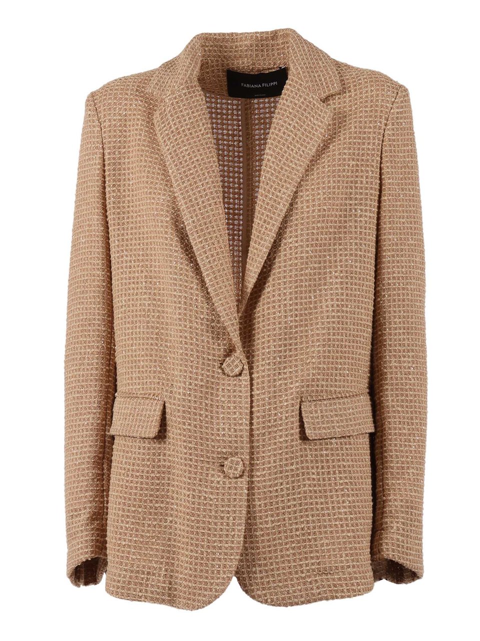 Fabiana Filippi Brown Oversized Sequined Mesh Jacket Neutraal