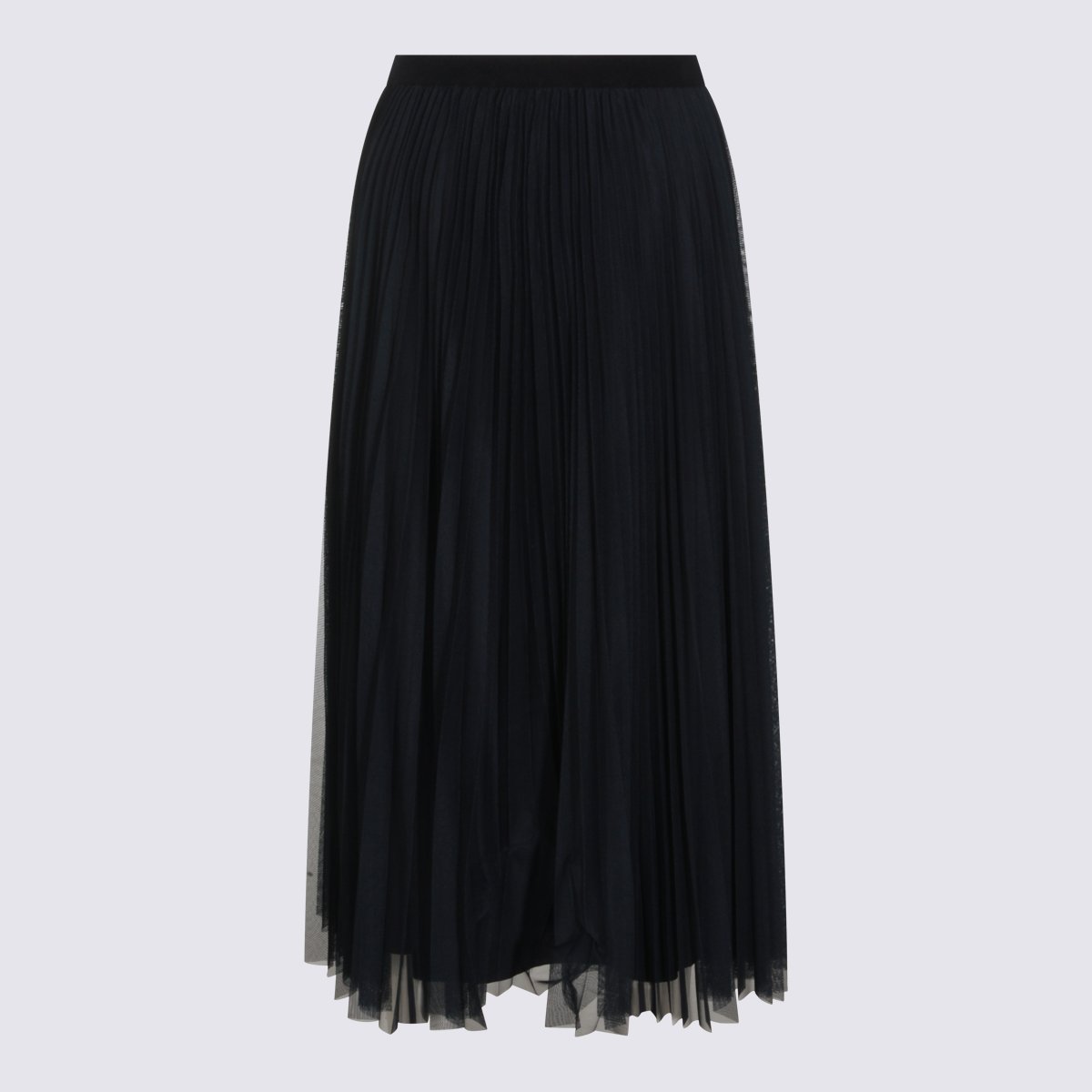 Fabiana Filippi Midi Skirt with Fine Pleats and Sheer Overlay Zwart