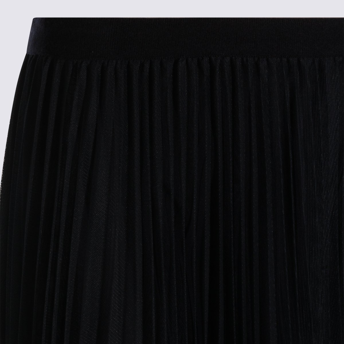 Fabiana Filippi Midi Skirt with Fine Pleats and Sheer Overlay Zwart