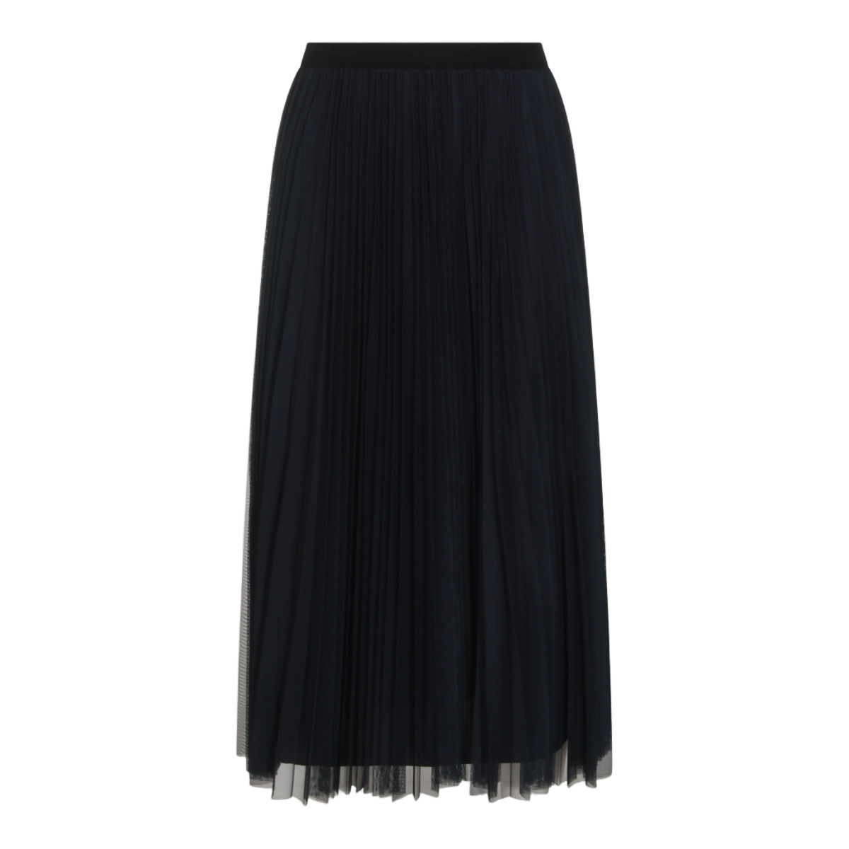 Fabiana Filippi Midi Skirt with Fine Pleats and Sheer Overlay Zwart