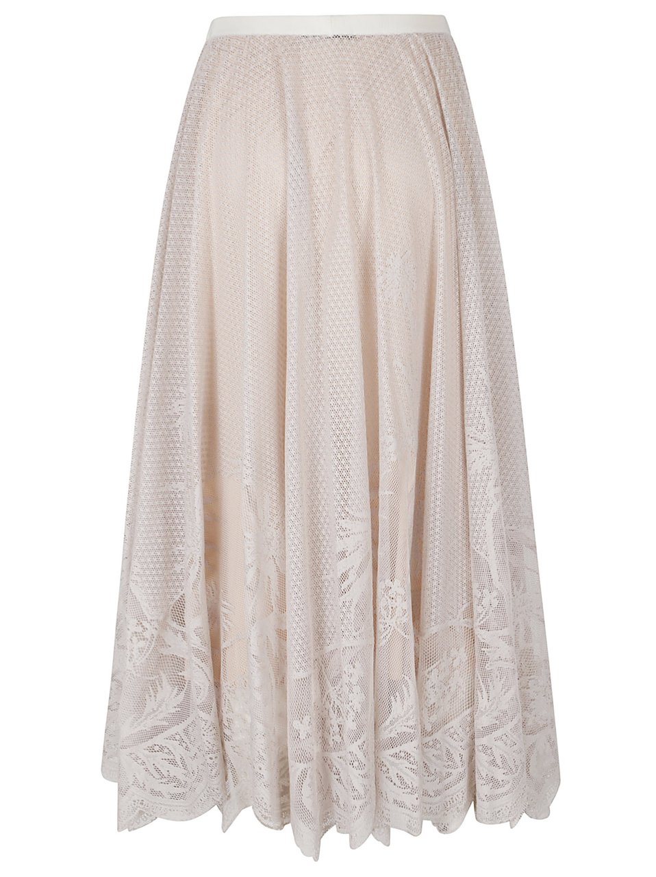 Fabiana Filippi Multicolor Lace Jacquard Midi Skirt Wit