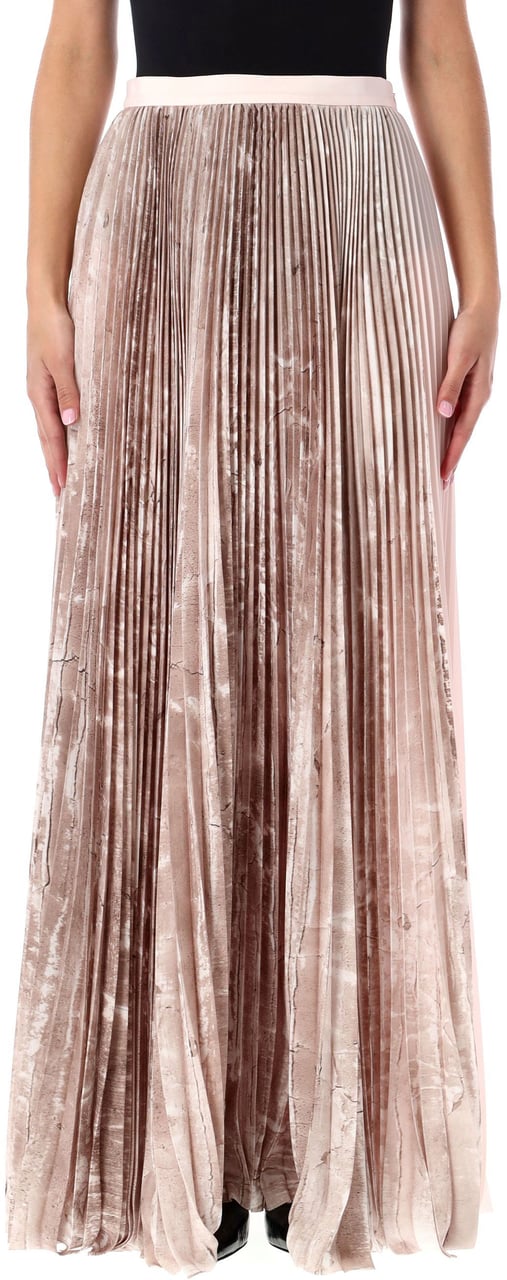 Fabiana Filippi Printed Satin Wide Long Skirt Marrone Bruin