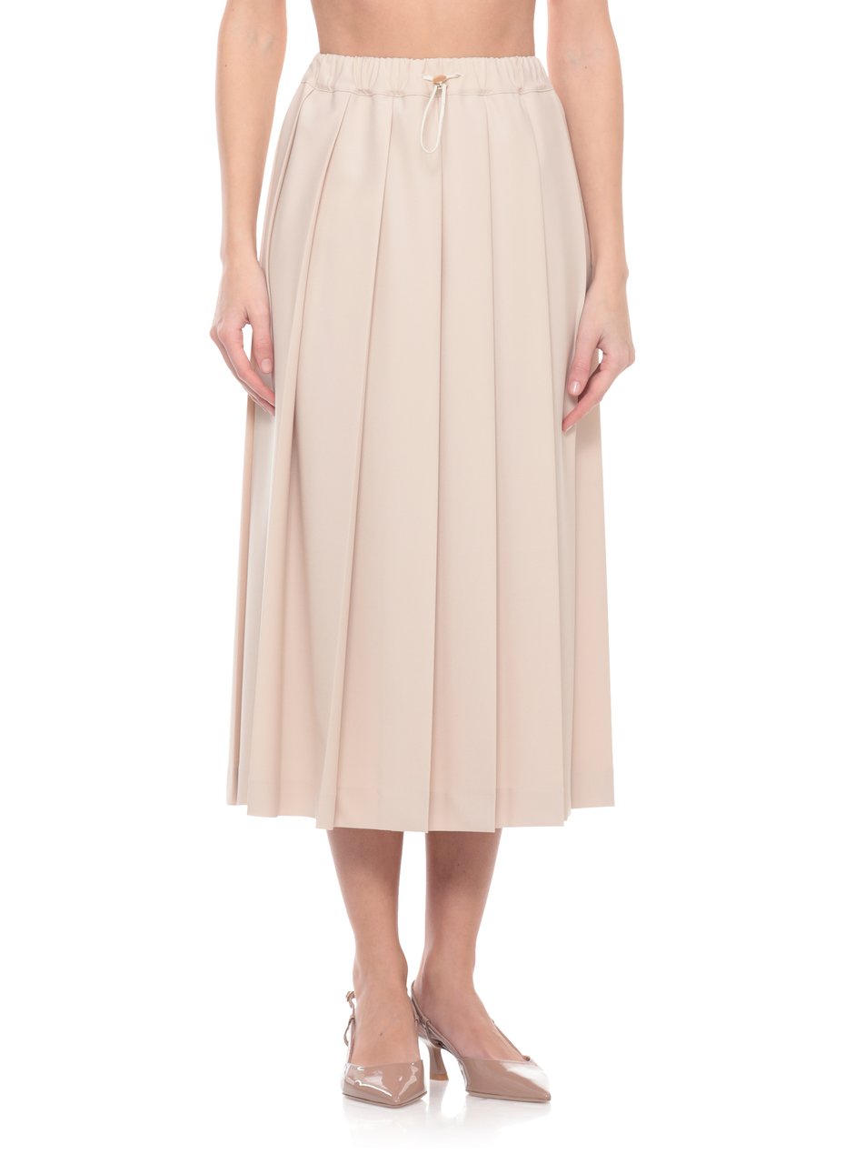 Fabiana Filippi Midi Pleated Skirt with Elastic Waistband and Drawstring Grijs