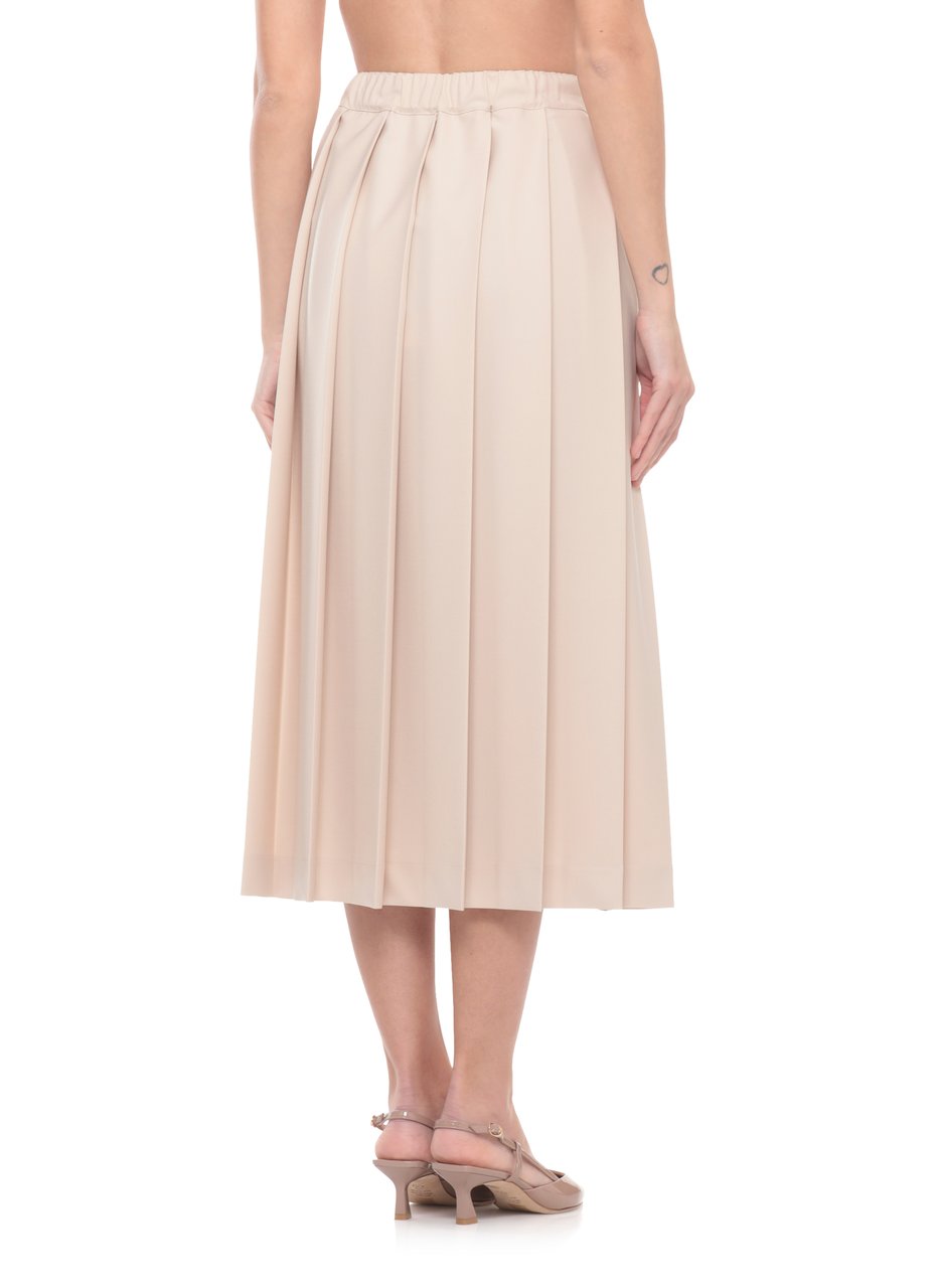 Fabiana Filippi Midi Pleated Skirt with Elastic Waistband and Drawstring Grijs