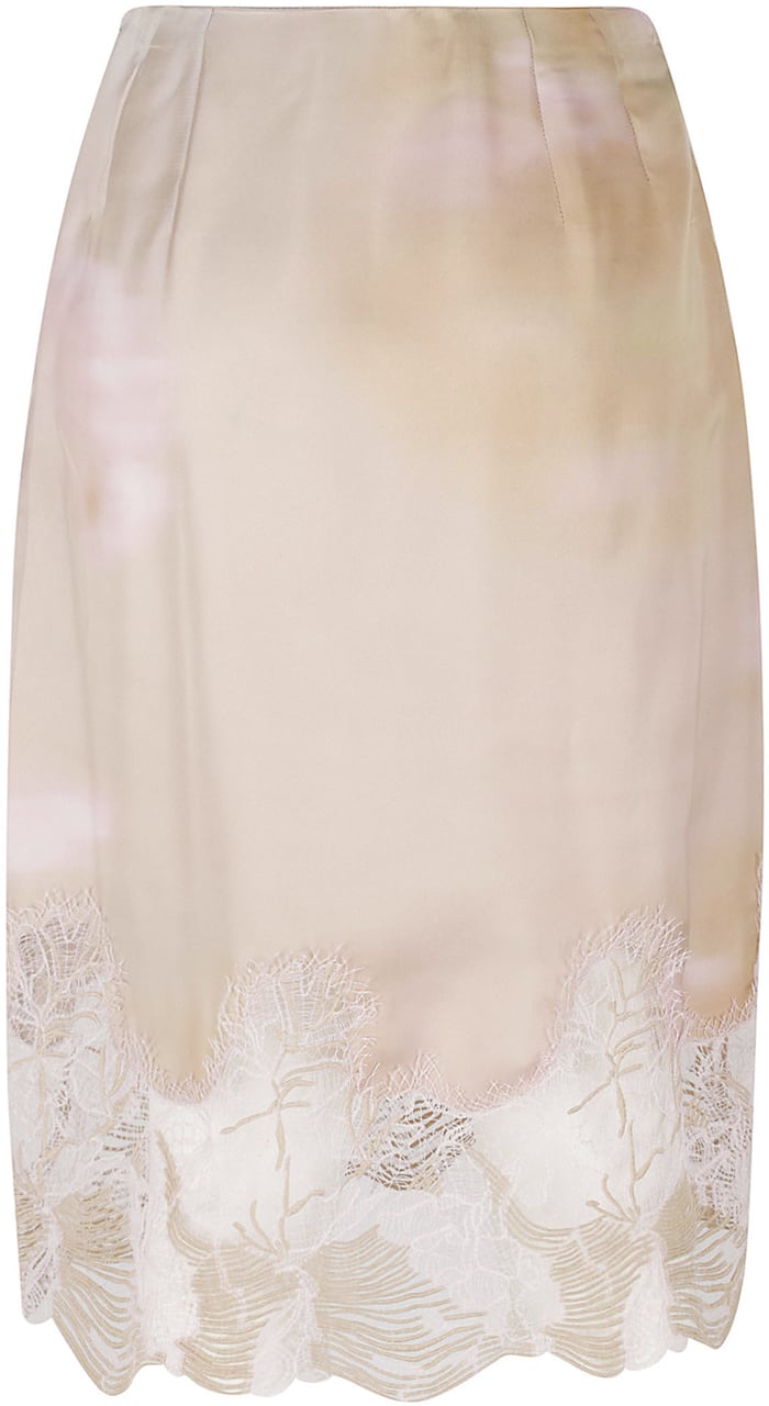 Fabiana Filippi Silk Twill Fitted Skirt Neutraal