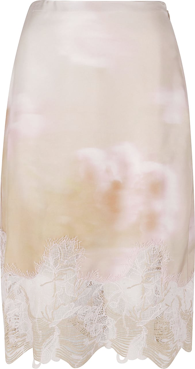Fabiana Filippi Silk Twill Fitted Skirt Neutraal