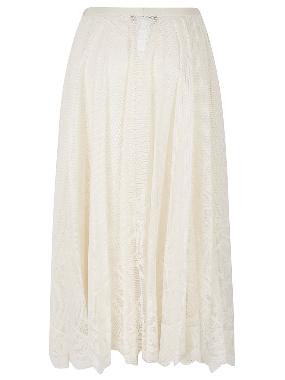 Fabiana Filippi Flared Midi Skirt In Floral-Embroidered Crochet Lace Neutraal