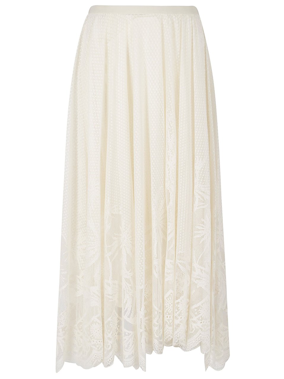 Fabiana Filippi Flared Midi Skirt In Floral-Embroidered Crochet Lace Neutraal