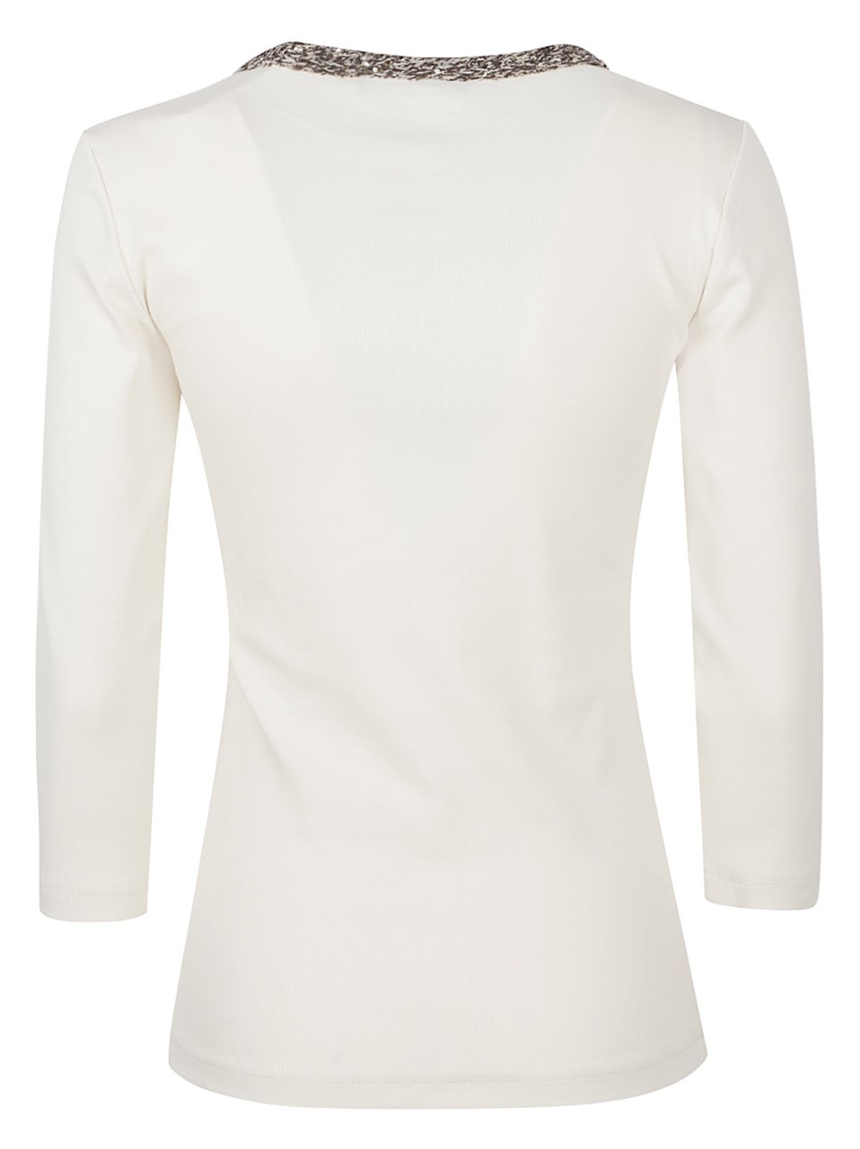 Fabiana Filippi Cotton-Blend Crewneck Long-Sleeve Top Wit