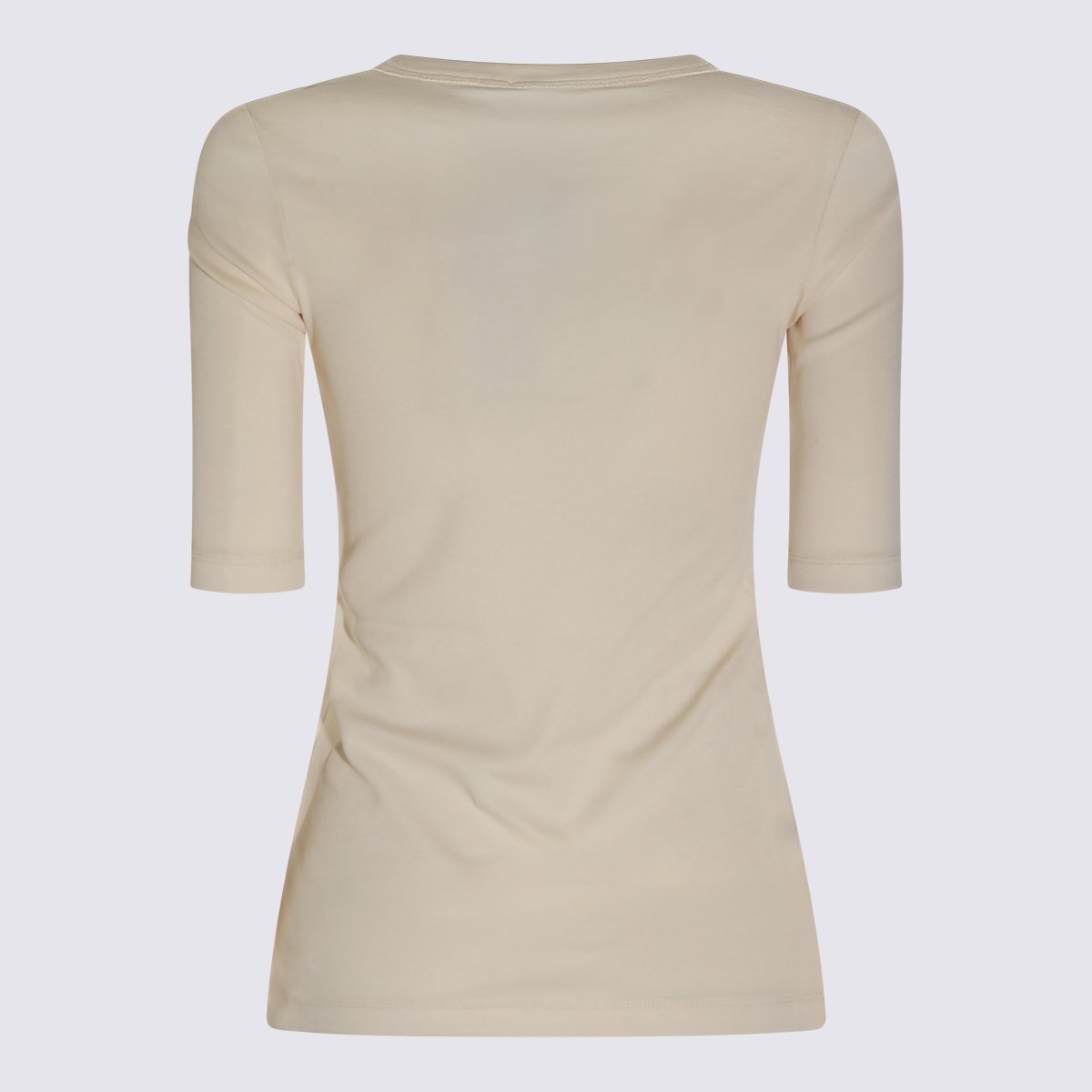 Fabiana Filippi Fitted Short-Sleeve Top with Scoop Neckline Neutraal