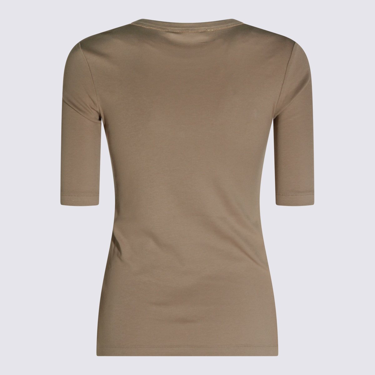Fabiana Filippi Fitted Short-Sleeve Top with Scoop Neckline Groen
