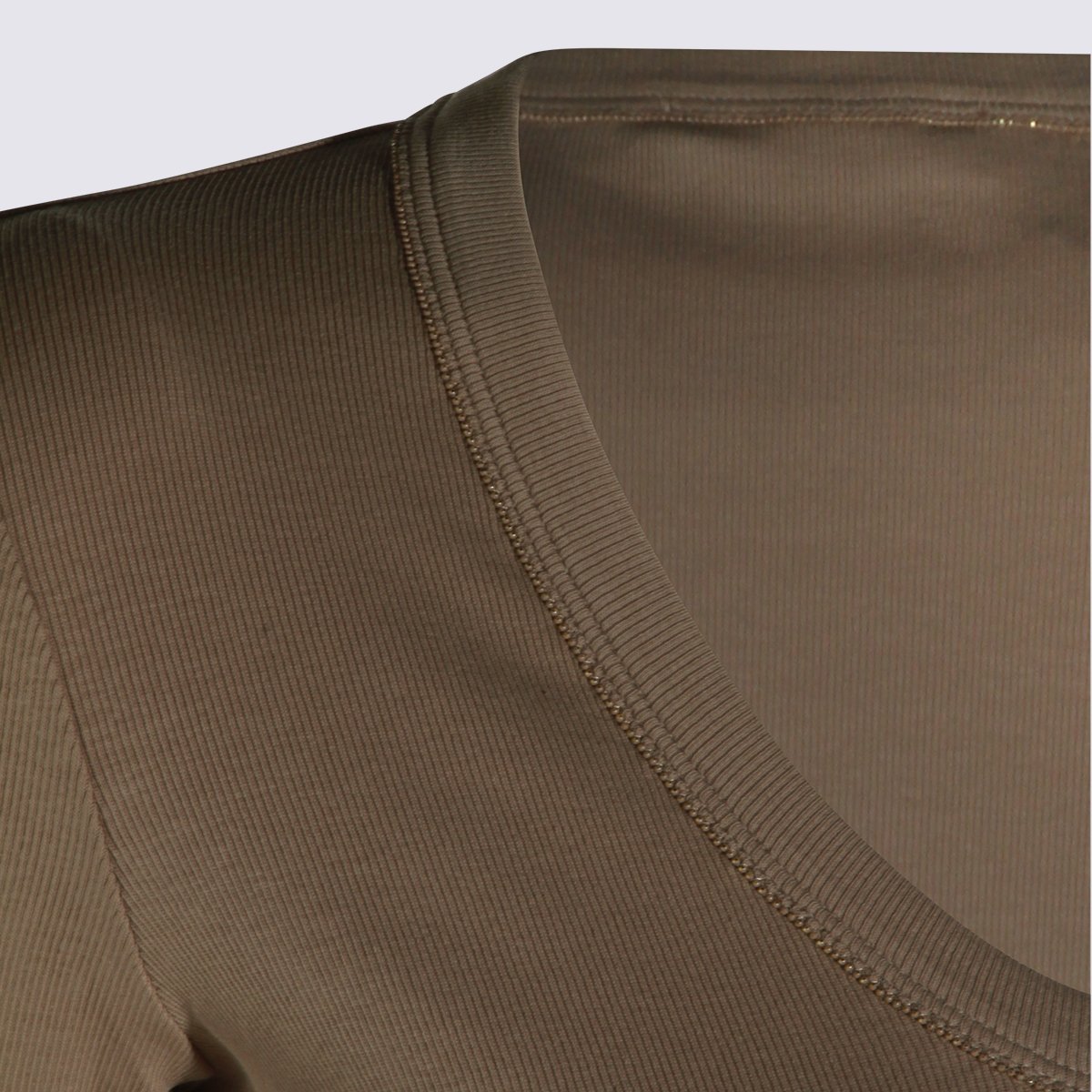 Fabiana Filippi Fitted Short-Sleeve Top with Scoop Neckline Groen