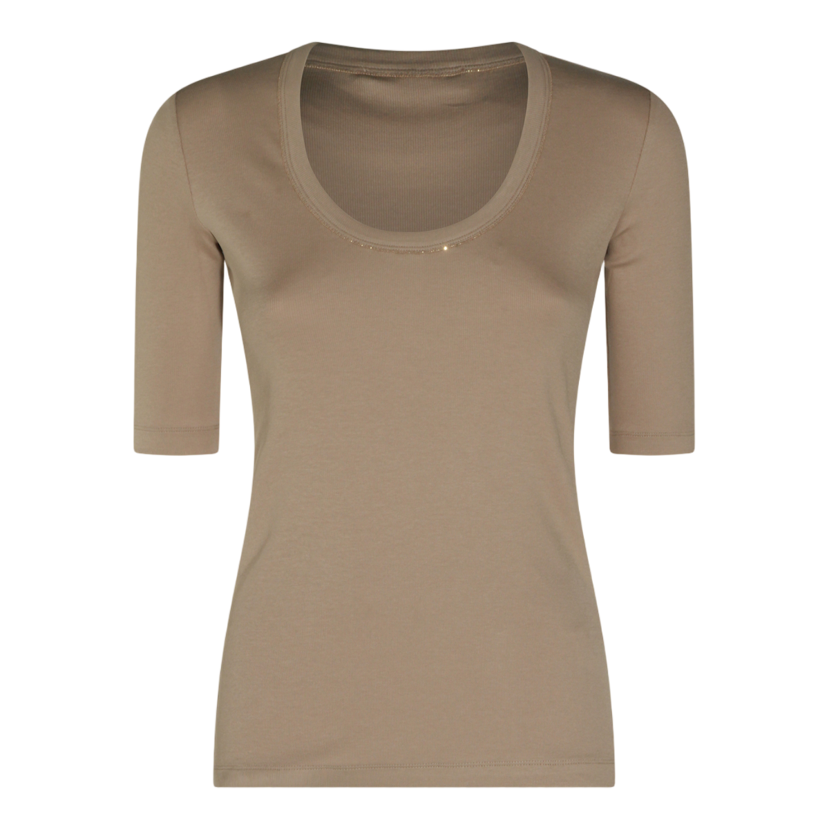 Fabiana Filippi Fitted Short-Sleeve Top with Scoop Neckline Groen