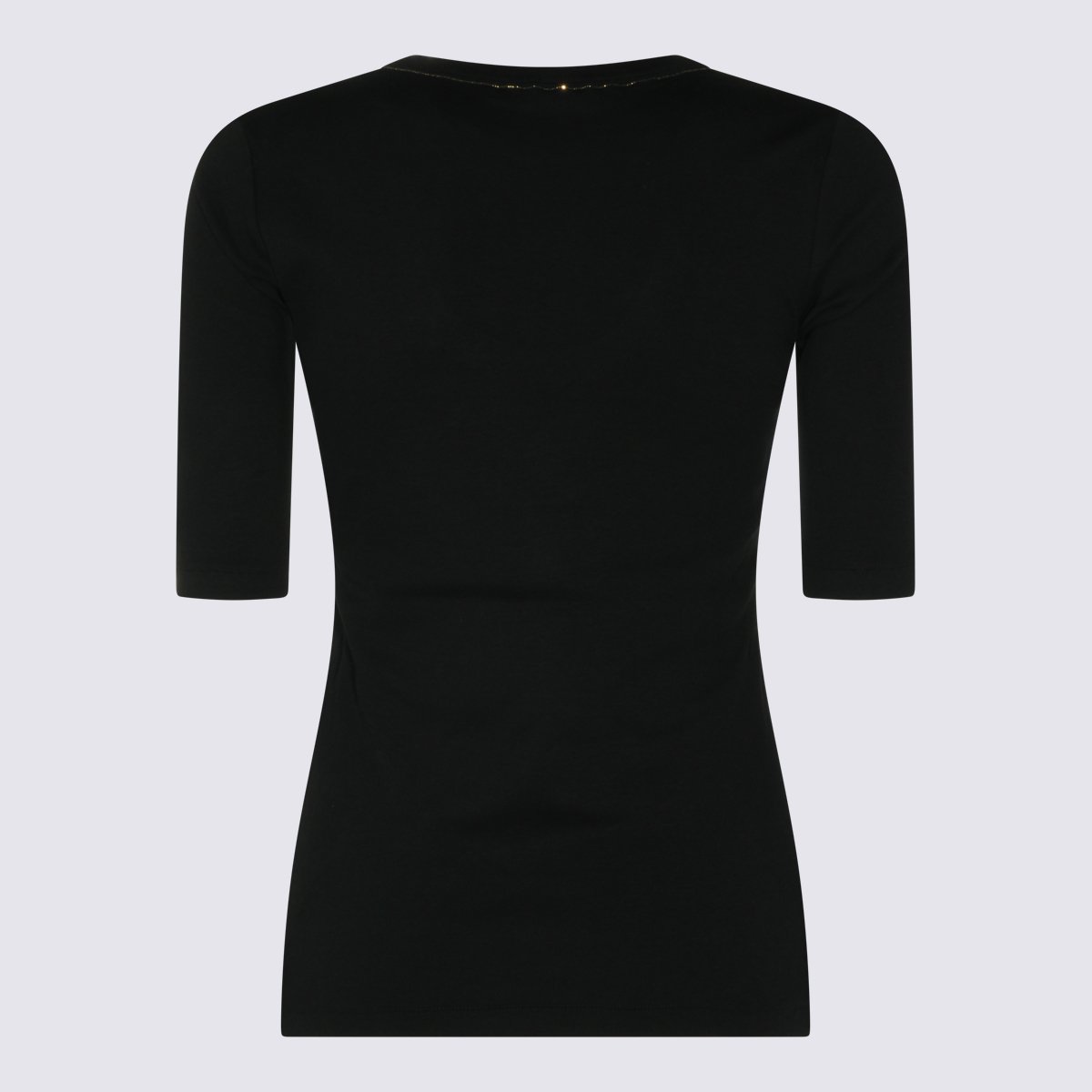 Fabiana Filippi Sleek Fitted Black Top with Scoop Neckline Zwart